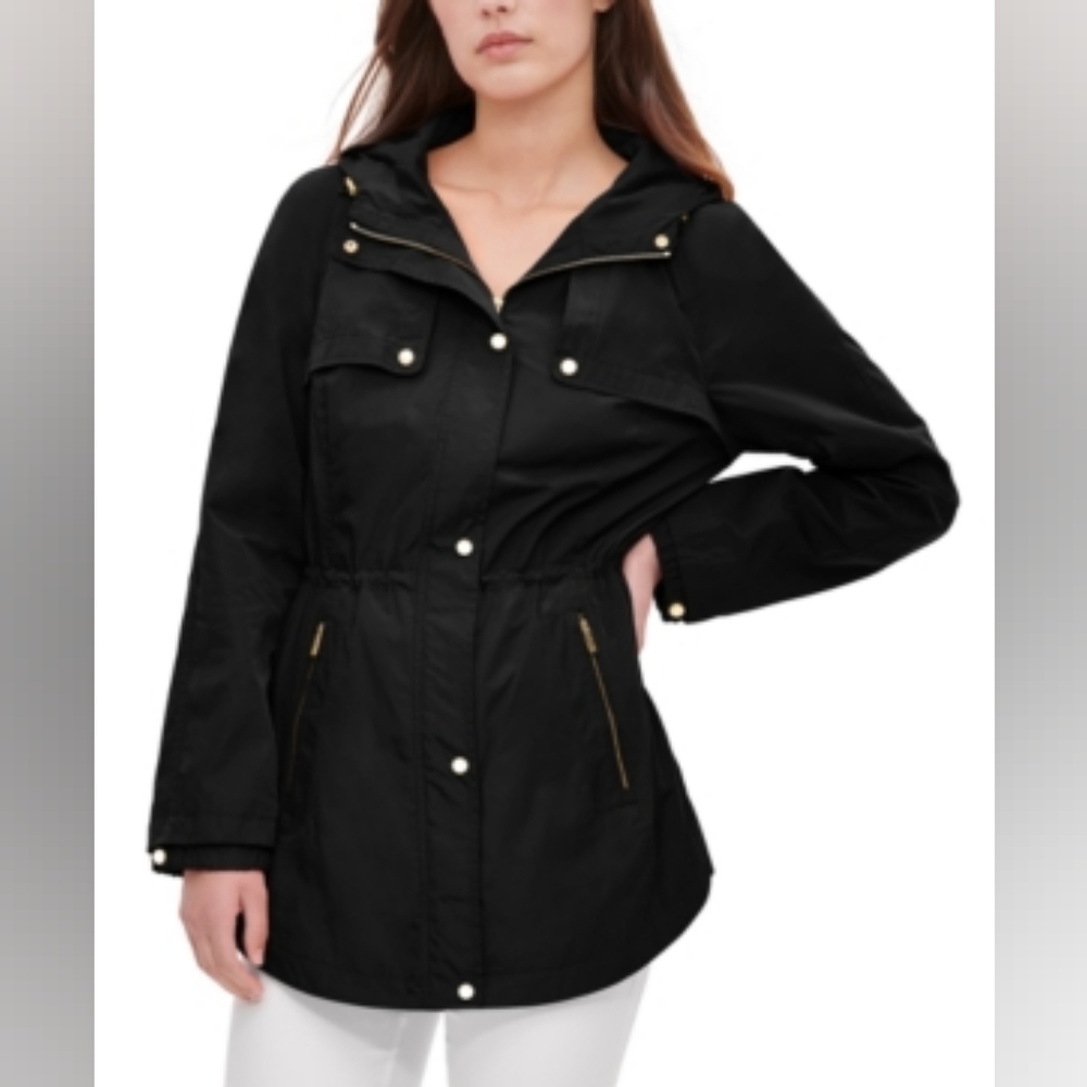 NWT Calvin Klein Womens Anorak Jacket Cinched Waist Hooded - Size M